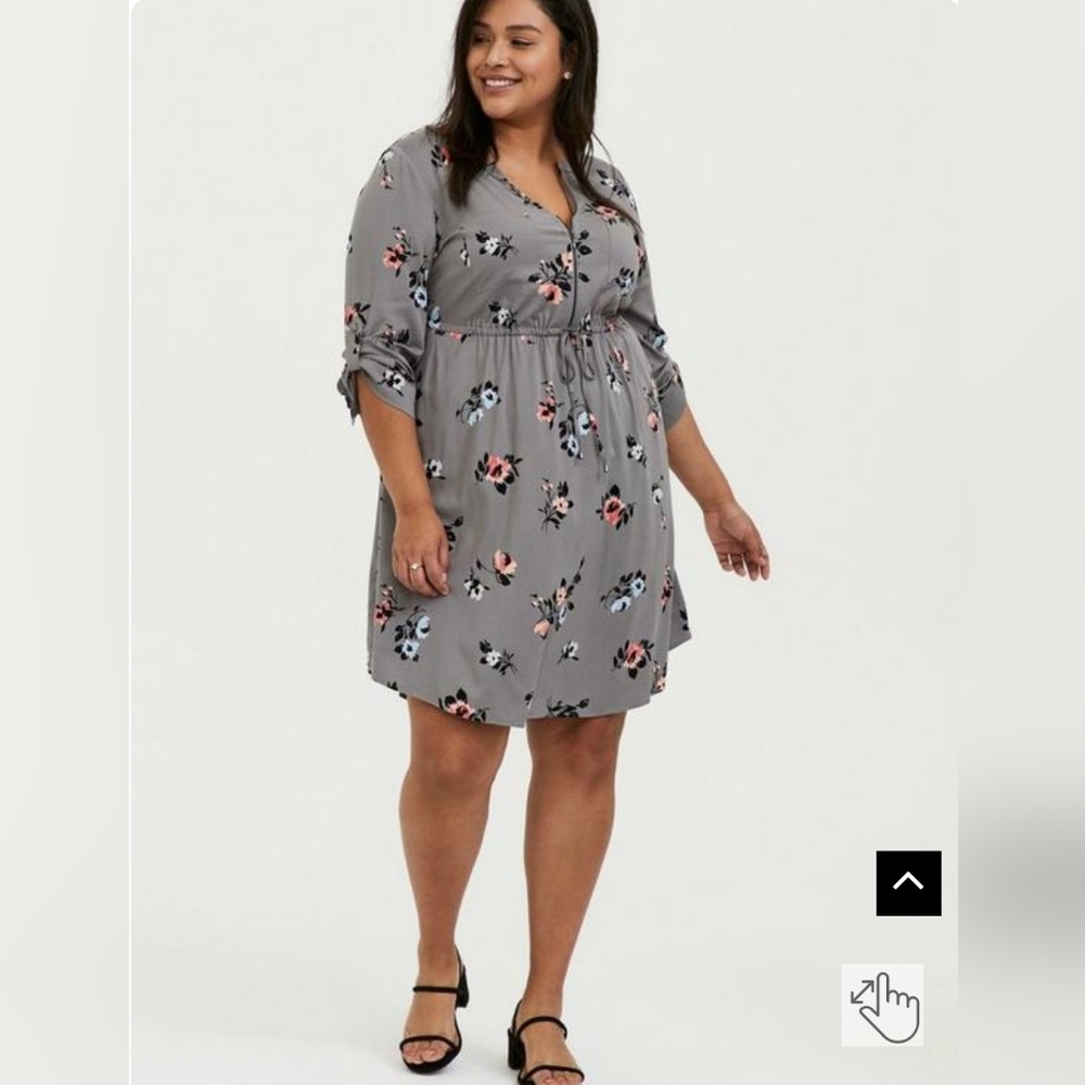 Torrid Zip Front Challis Dress 1X Gray Floral